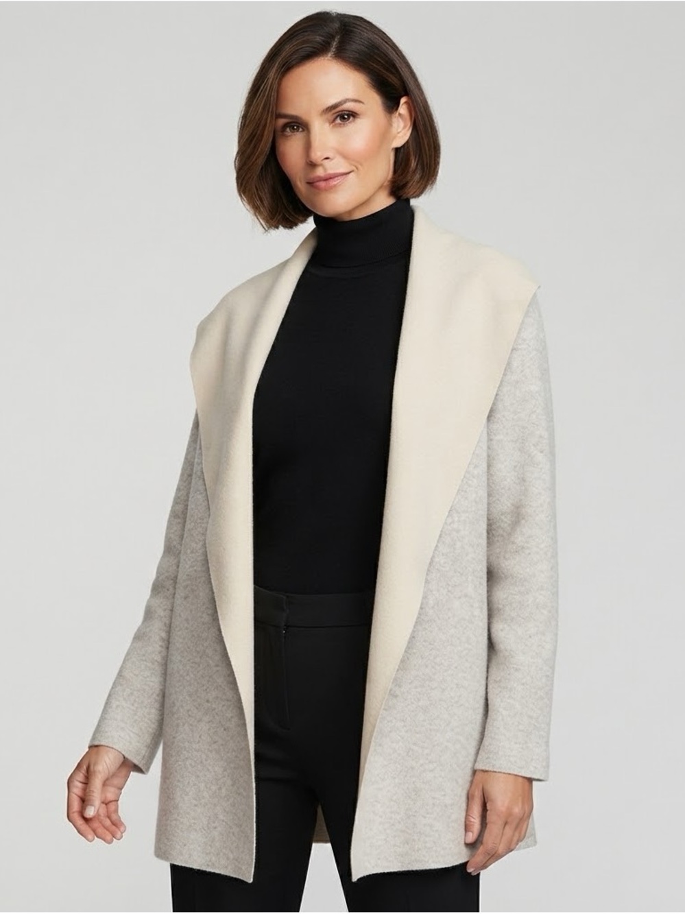 Club Monaco Merino Wool Cashmere Blend Hooded Draped Cardigan Sweater Medium